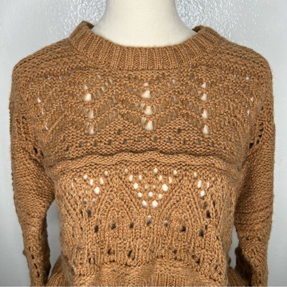 SALTWATER LUXE New! Coco Sweater Cropped Ruffle Pullover Brown Size Small NWT - Picture 6 of 12